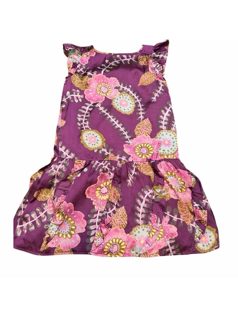 GapKids Girls Dress L 10 Purple Floral Ruffle Flutter Sleeve Lined - Picture 2 of 6